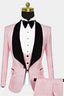 Pink 3-Pieces Jacquard Shawl Lapel Men Suits