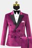Plum Purple Velvet Peaked Lapel Double Breasted Men Suits