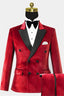 Red Velvet Peaked Lapel Double Breasted Men Suits