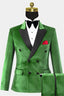 Green Velvet Peaked Lapel Double Breasted Men Suits