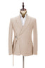 Beige Peaked Lapel Adjustable Buckle Men's Suit
