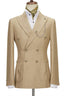 Champagne Peaked Lapel Double Breasted Chic Men Suits