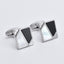 Square Silver Geometric Splicing Cufflinks