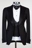 Fashion Black Three Pieces Peaked Lapel Men Suits