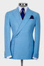 Best Fitted Blue One Button Peaked Lapel Men Suits