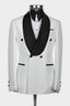 Modern White Jacquard Shawl Lapel Double Breasted Men Suits