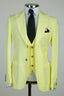 Charming Yellow Peaked Lapel 3 Piece Suits For Men