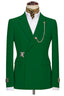 Chic Green Notched Lapel Men Suits With Buckle Button