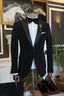 Fashion Black One Button Peaked Lapel Bespoke Men Suits