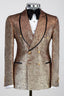 Bronze Gold Jacquard Shawl Lapel Double Breasted Men Suits