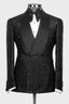 Shiny Black Double Breasted Shawl Lapel Men Suits