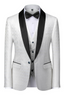 White Classy Jacquard Shawl Lapel 3 Piece Suits For Men