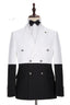 Bespoke White and Black Peaked Lapel Double Breasted Men Suits