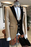 Khaki One Button Peaked Lapel Bespoke 3 Piece Men Suits