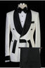 Popular White Jacquard Shawl Lapel Double Breasted Men Suits