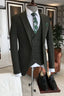 Chic Olive Green Notched Lapel Men Suits With Waistcoat