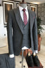 Formal Gray Peaked Lapel Men Suits With Waistcoat