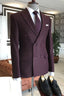 Trendy Dark Purple Peaked Lapel Double Breasted Men Suits