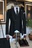 Formal Black Peaked Lapel 3 Piece Slim Fit Men Suits