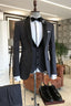 Charming Charcoal Gray Shawl Lapel 3 piece Men Suits