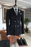 Black Corduroy Double Breasted Peaked Lapel Men Suits
