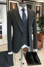 Dark Gray Peaked Lapel 3 Piece One Button Suits For Men