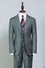 3 Piece Gray Green Notched Lapel Suits For Men