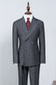 Newest Peaked Lapel Dark Gray Double Breasted Suits For Men
