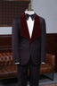 Deep Eggplant Purple One Button Burgundy Velvet Shawl Lapel Men Suits