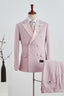 Charming Pink Double Breasted Satin Peaked Lapel Men Suits