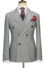 Chic Black Plaid Double Breasted Peaked Lapel Men Suits