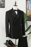 Black Stylish Peaked Lapel Double Breasted Slim Fit Men Suits