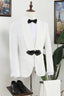 Close Fitting White Jacquard Shawl Lapel Chic Men Suits