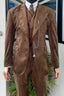 Chic Brown Velvet Peaked Lapel 3 Piece Suits For Men