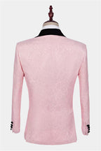 Pink 3-Pieces Jacquard Shawl Lapel Men Suits