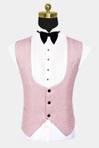 Pink 3-Pieces Jacquard Shawl Lapel Men Suits
