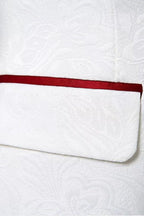 White Jacquard Double Breasted Red Satin Shawl Lapel Men Suits