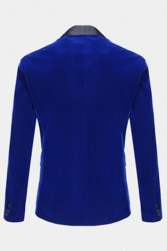 Stylish Royal Blue Peaked Lapel Velvet Men Suits Secondary image