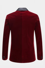 Burgundy Shawl Lapel Velvet Men Suits