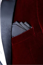Burgundy Shawl Lapel Velvet Men Suits