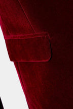 Burgundy Shawl Lapel Velvet Men Suits