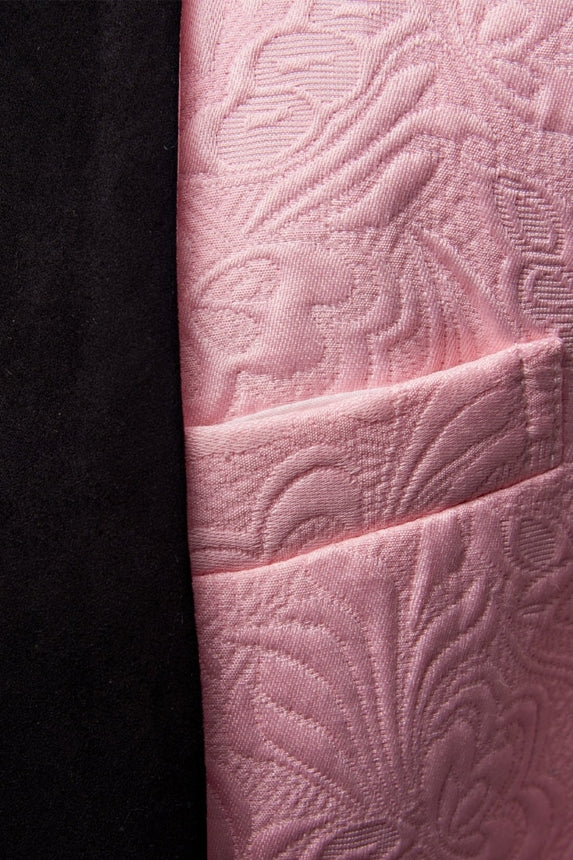 Newest Pink Jacquard 3 Piece Shawl Lapel Men Suits