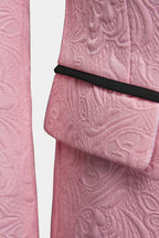 Newest Pink Jacquard 3 Piece Shawl Lapel Men Suits