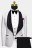 Bespoke White Jacquard 3 Piece Shawl Lapel Men Suits