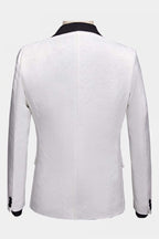 Bespoke White Jacquard 3 Piece Shawl Lapel Men Suits
