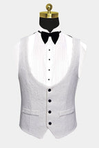 Bespoke White Jacquard 3 Piece Shawl Lapel Men Suits