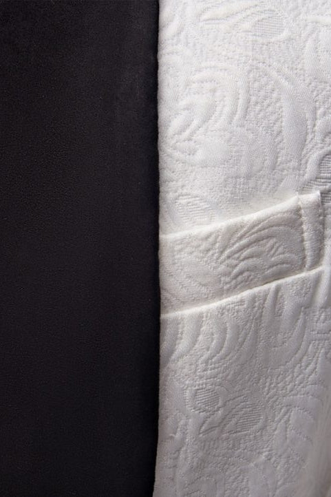 Bespoke White Jacquard 3 Piece Shawl Lapel Men Suits