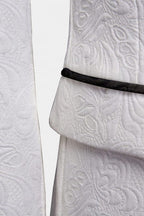 Bespoke White Jacquard 3 Piece Shawl Lapel Men Suits