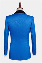 3 Piece Royal Blue Jacquard Shawl Lapel Men Suits