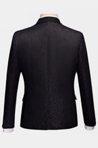 Classic Black Jacquard Shawl Lapel 3 Piece Men Suits